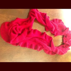 NWOT Red Ruffle Infinity Scarf